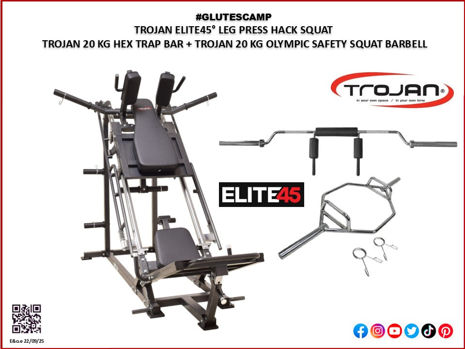 Leg Press 45°Hack Squat + Safety Squat + Hex Trap Barbells